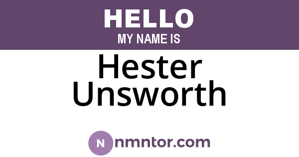 Hester Unsworth