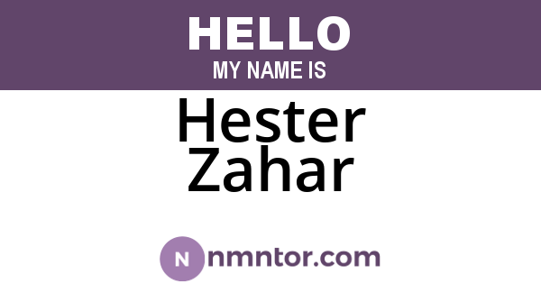 Hester Zahar