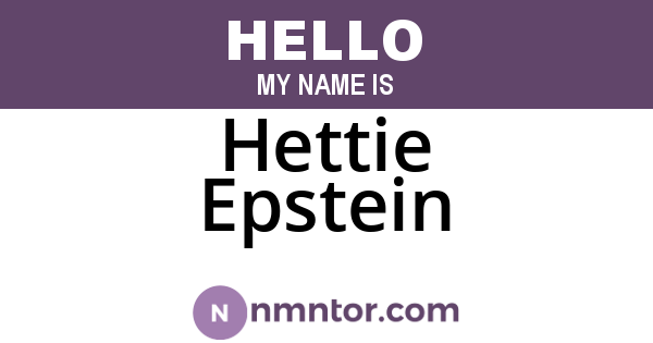 Hettie Epstein