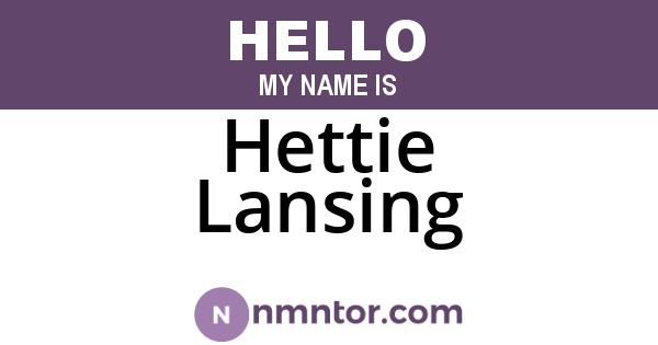 Hettie Lansing
