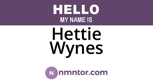 Hettie Wynes