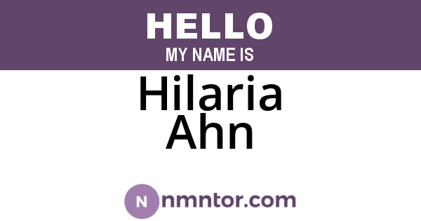 Hilaria Ahn