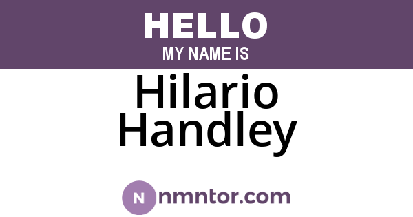 Hilario Handley
