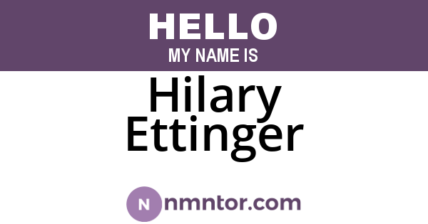 Hilary Ettinger