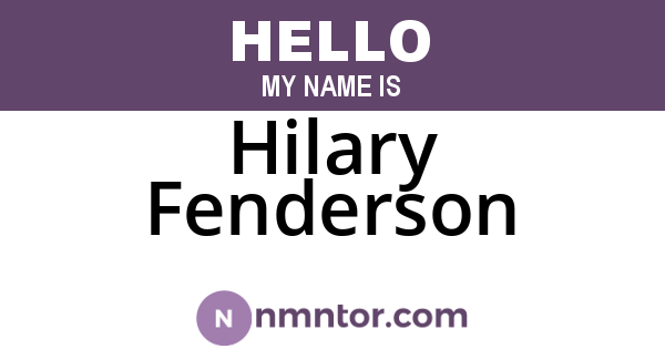 Hilary Fenderson