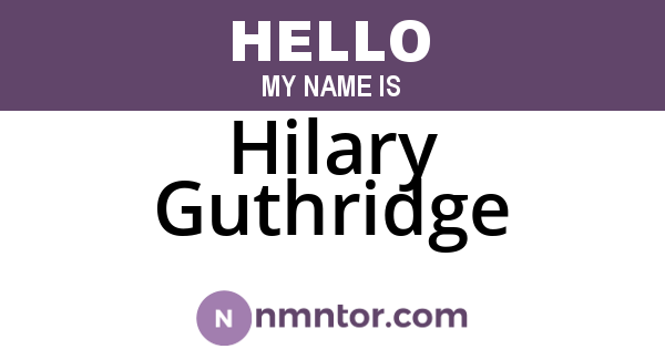 Hilary Guthridge
