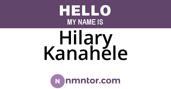 Hilary Kanahele