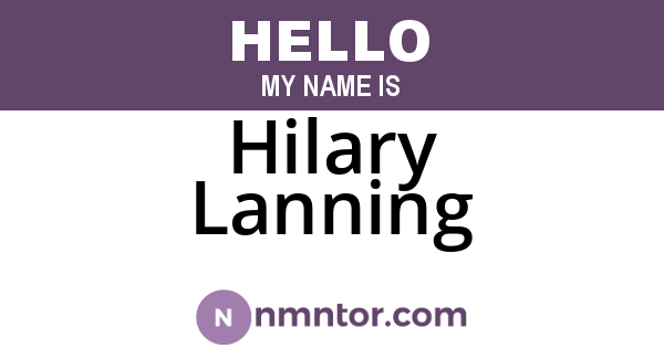 Hilary Lanning