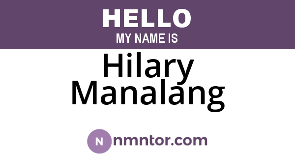 Hilary Manalang