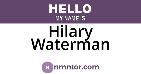 Hilary Waterman