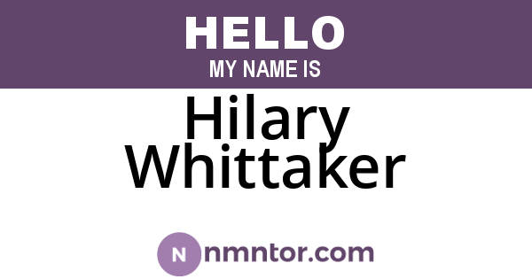 Hilary Whittaker