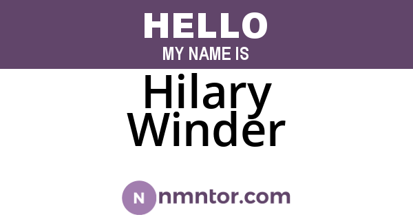 Hilary Winder