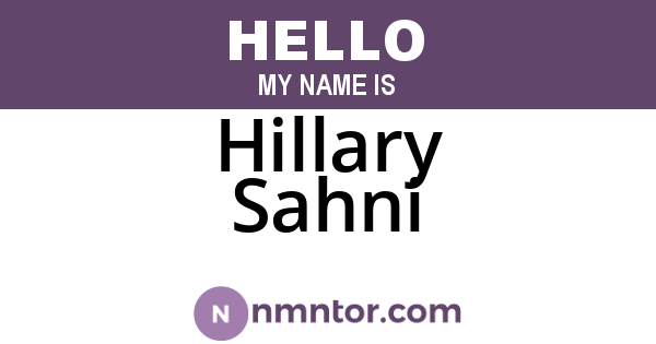 Hillary Sahni