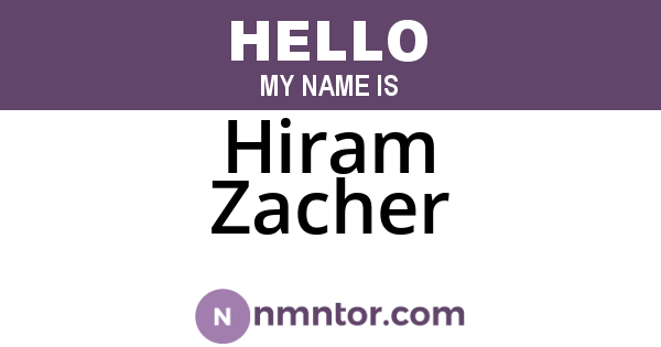 Hiram Zacher