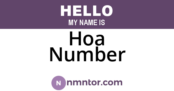 Hoa Number