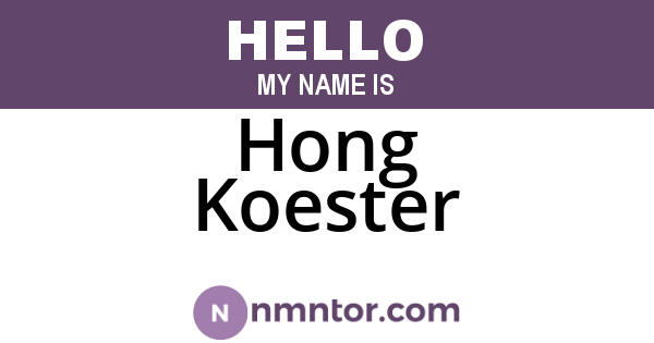 Hong Koester