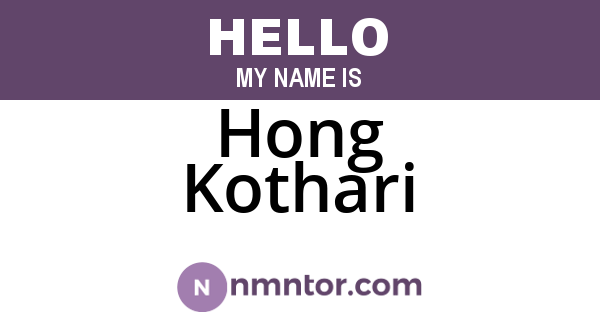 Hong Kothari