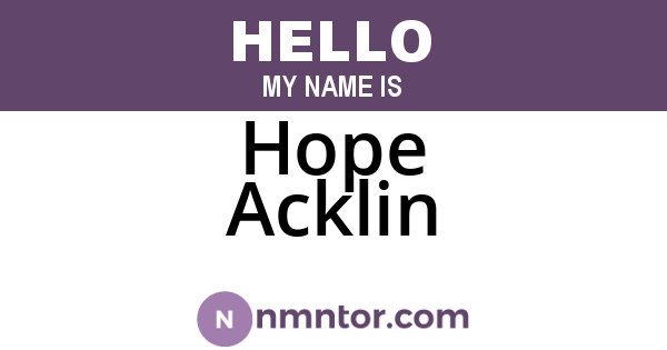 Hope Acklin