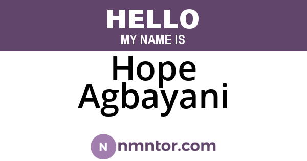 Hope Agbayani