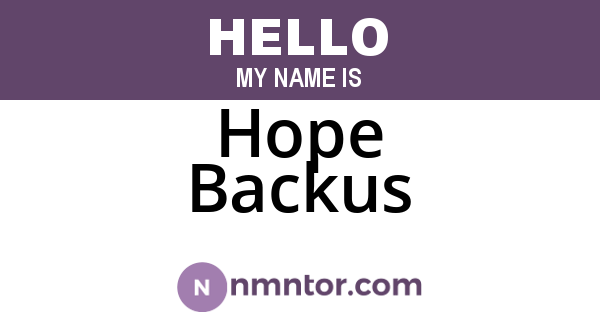 Hope Backus