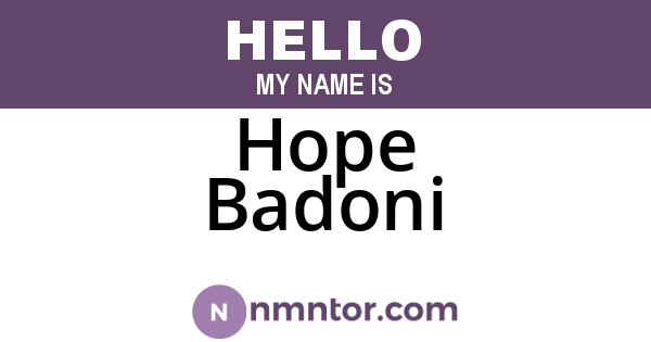 Hope Badoni