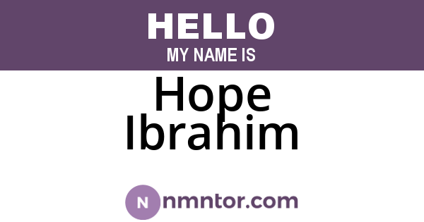 Hope Ibrahim