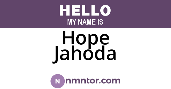 Hope Jahoda