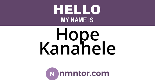 Hope Kanahele