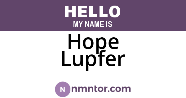 Hope Lupfer