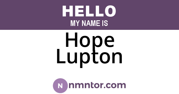 Hope Lupton