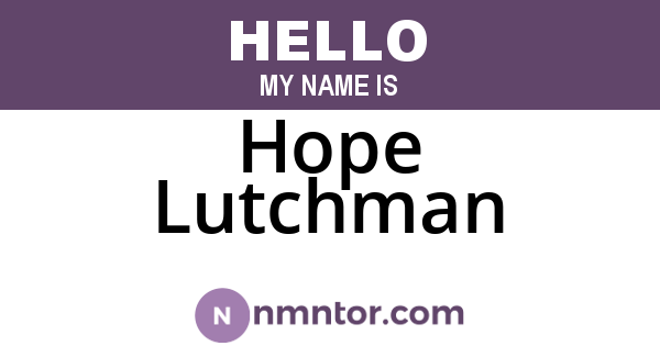 Hope Lutchman
