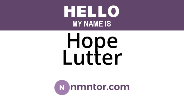 Hope Lutter