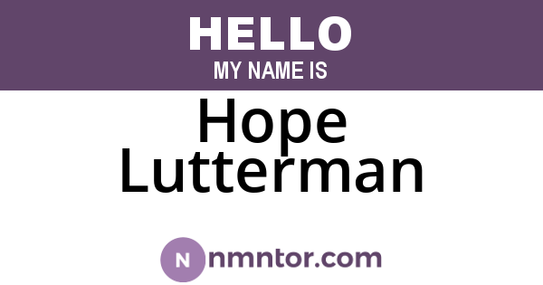 Hope Lutterman