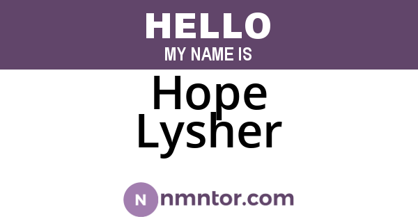 Hope Lysher