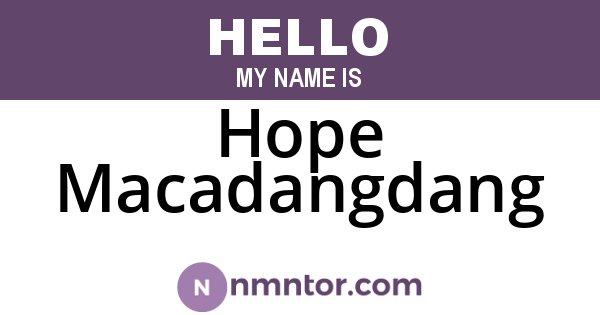 Hope Macadangdang