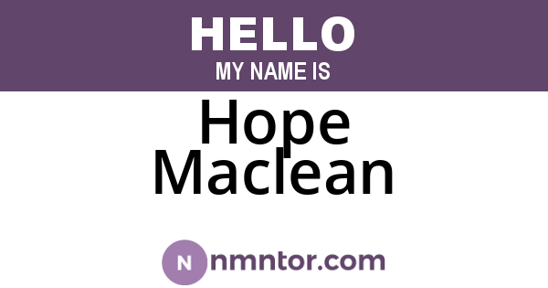 Hope Maclean