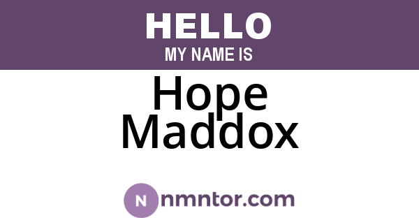 Hope Maddox