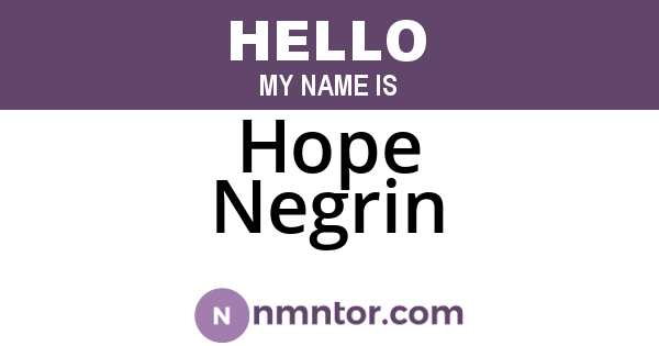 Hope Negrin