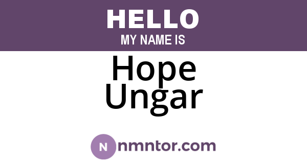Hope Ungar