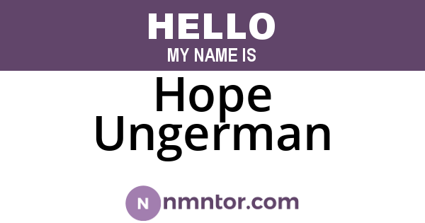 Hope Ungerman