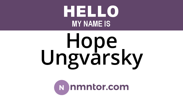 Hope Ungvarsky