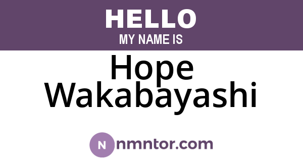Hope Wakabayashi