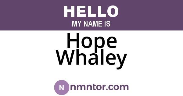 Hope Whaley