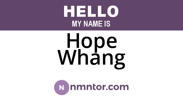 Hope Whang