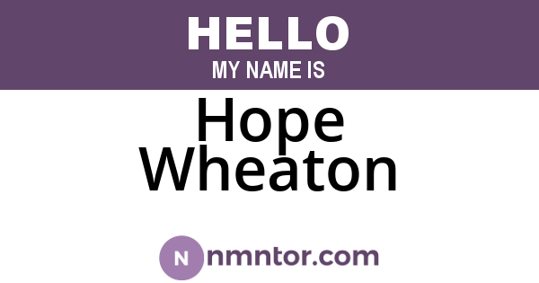 Hope Wheaton