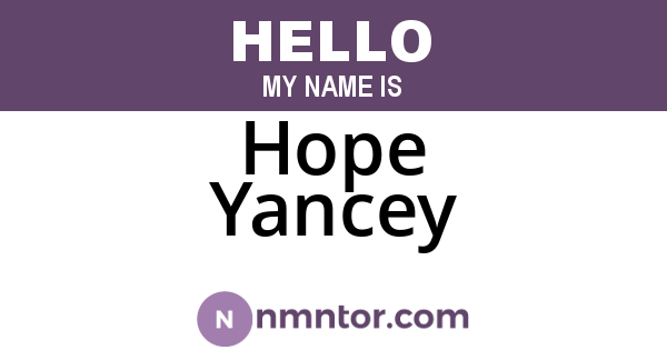 Hope Yancey