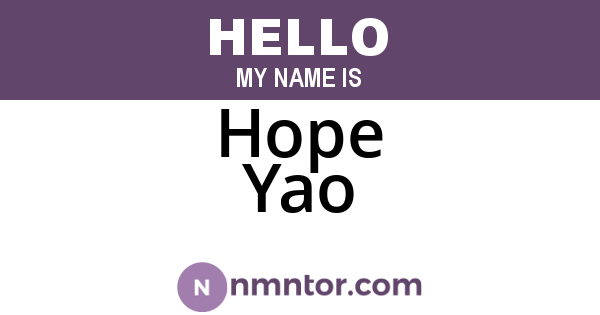 Hope Yao