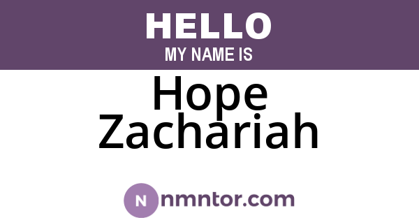 Hope Zachariah