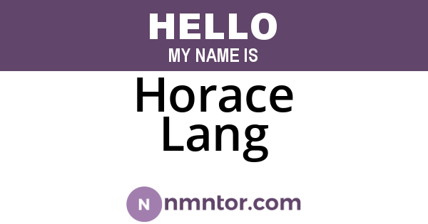 Horace Lang