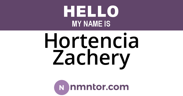 Hortencia Zachery